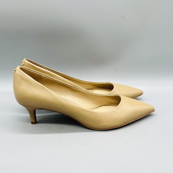 Sam Edelman Shoes - Sam Edelman Shoes Womens 8.5 Beige Leather Kitten Heel Dress Pumps Pointed Toe